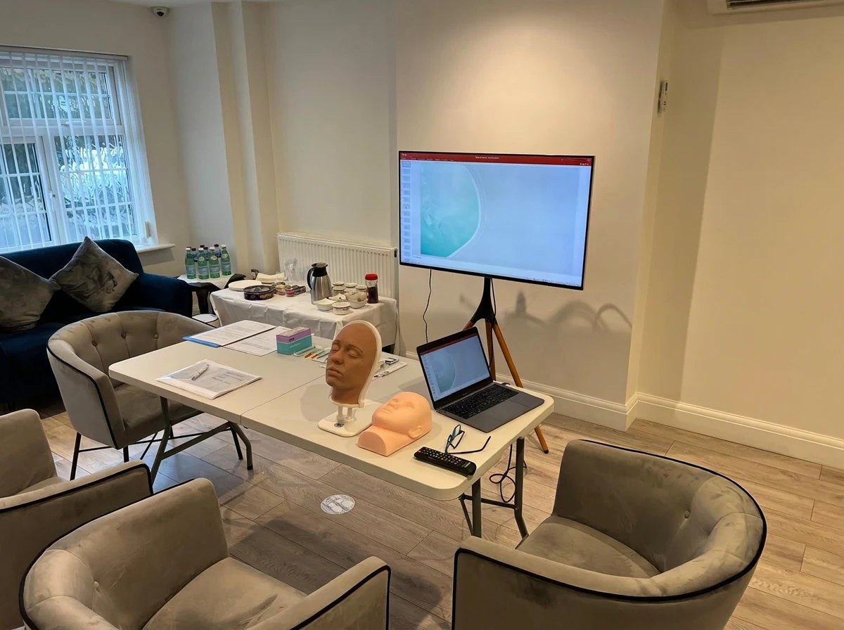Aesthetics training room set up for a hands-on course